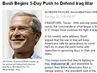 President Bush begins 5-day campaign to defend Iraq war.
