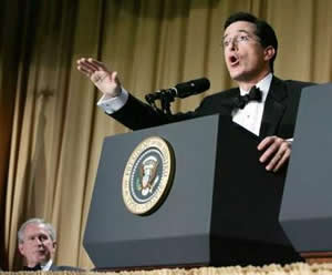 Colbert roasts President Bush AP Photo